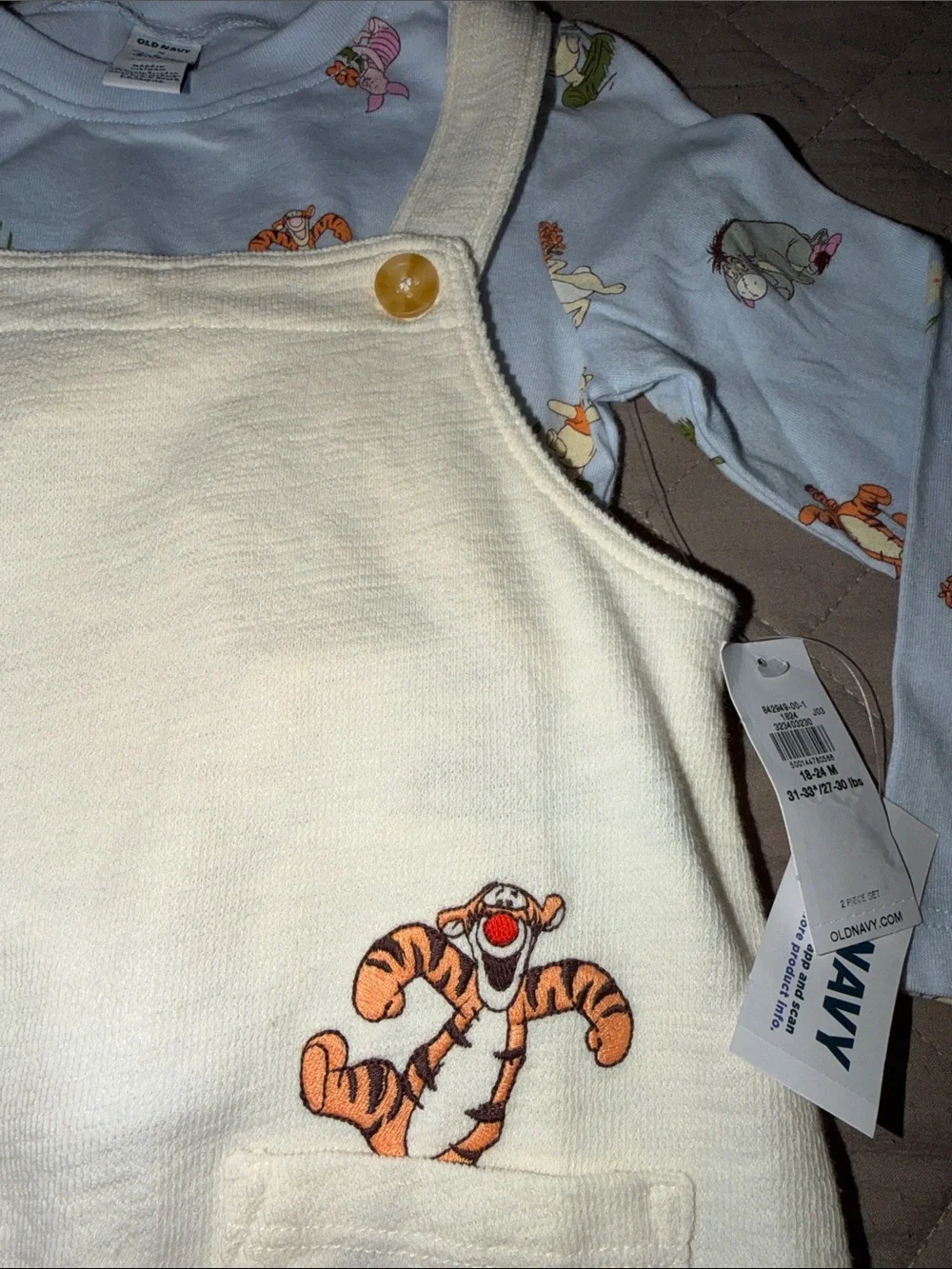 Old Navy Cream Winnie the Pooh & Tigger Overalls